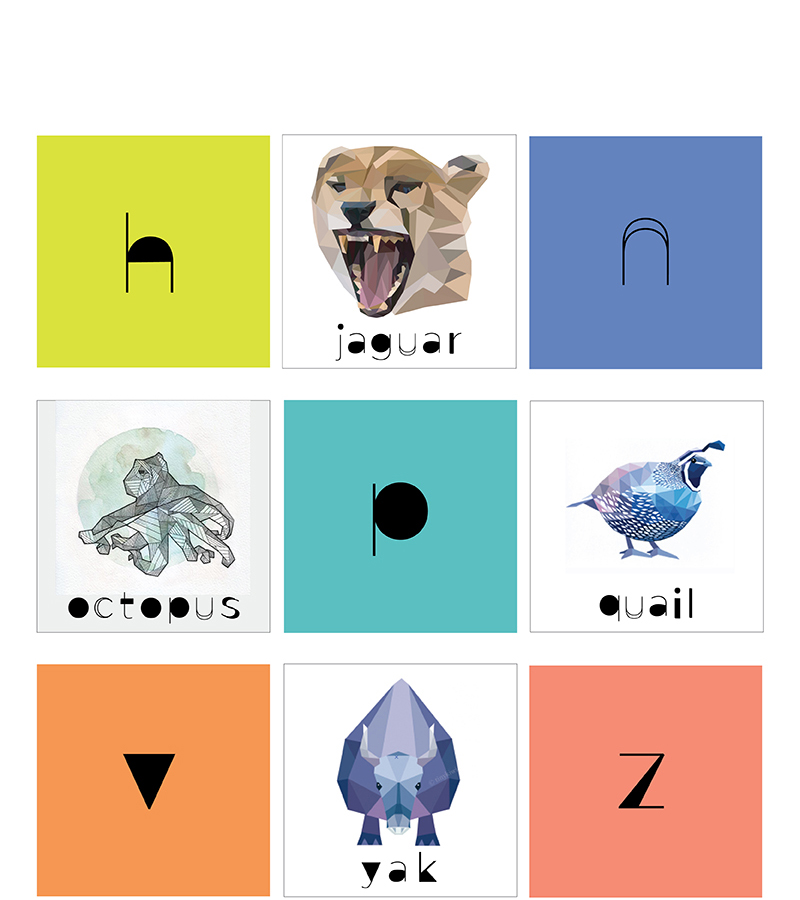 children's alphabet custom typography designed card set